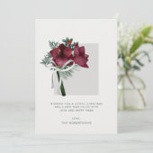 Cartes Pour Fêtes Annuelles Bourgogne Amaryllis verdure de Noël (Debout devant)