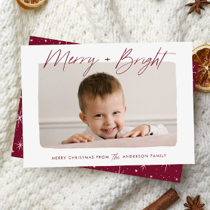 Cartes Pour Fêtes Annuelles Bourgogne Moderne Joyeux et Lumineux Écriture Manu