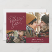 Cartes Pour Fêtes Annuelles Bourgogne photo collage élégant script Noël (Devant)