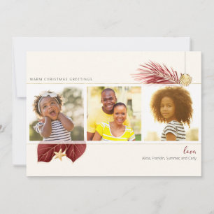 Cartes Pour Fêtes Annuelles Bourgogne & Plage d'or Vert tropical 3-Photo
