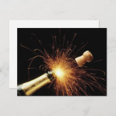 Cartes Pour Fêtes Annuelles bouteille de champagne Nouvel An (Devant / Derrière)