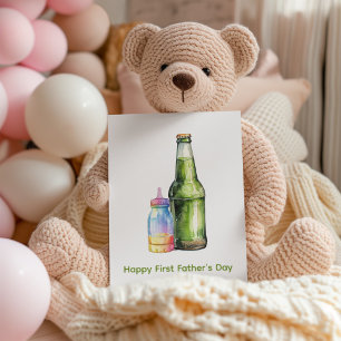 Cartes Pour Fêtes Annuelles Bouteille de vin vert bébé heureux premier anniver