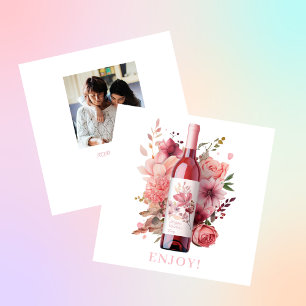 Cartes Pour Fêtes Annuelles Bouteille Fleurie Rose Pâle Joyeuse Fête des Mères