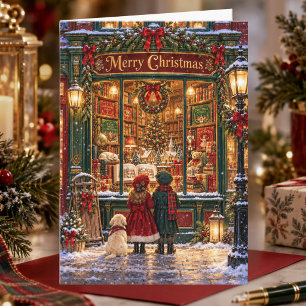 Cartes Pour Fêtes Annuelles Boutique de livres de Noël victorienne Noël nostal