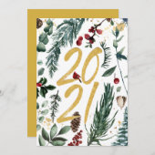 Cartes Pour Fêtes Annuelles Bouton de pin de 2021 Magnolia Berry rouge (Devant / Derrière)