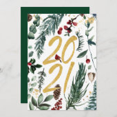 Cartes Pour Fêtes Annuelles Bouton de pin de 2021 Magnolia Berry rouge (Devant / Derrière)