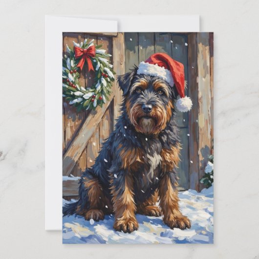 Cartes Pour Fêtes Annuelles Bouvier des Flandres Snowy Farm Christmas (Devant)