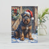 Cartes Pour Fêtes Annuelles Bouvier des Flandres Snowy Farm Christmas (Debout devant)