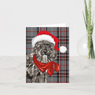 Cartes Pour Fêtes Annuelles Bouvier Noël Chien et gris à carreaux rouges de No