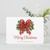 Cartes Pour Fêtes Annuelles Bow de Noël Festif Rouge et Or (Debout devant)