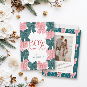 Cartes Pour Fêtes Annuelles Bow Ho Ho Red & Green Bows Photo Noël