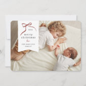 Cartes Pour Fêtes Annuelles Bow lunaire | Rouge Ribbon Noël (Devant)