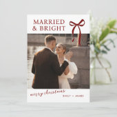 Cartes Pour Fêtes Annuelles Bow Married and Bright Christmas Holiday Card (Debout devant)