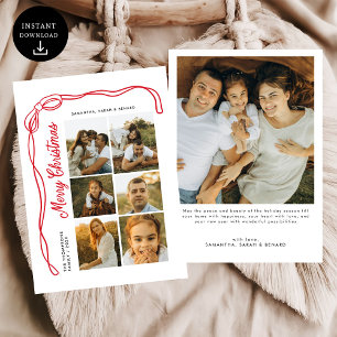 Cartes Pour Fêtes Annuelles Bow Merry Christmas Famille 7 Photos