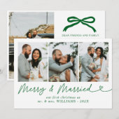Cartes Pour Fêtes Annuelles Bow Merry & Marié photo de Noël (Devant / Derrière)