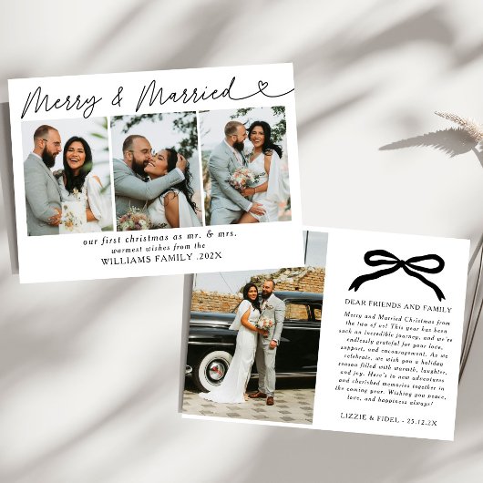 Cartes Pour Fêtes Annuelles Bow Merry & Marié photo de Noël