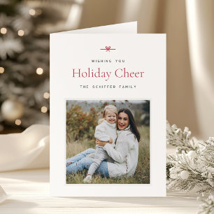 Cartes Pour Fêtes Annuelles Bow moderne   Noël photo minime simple