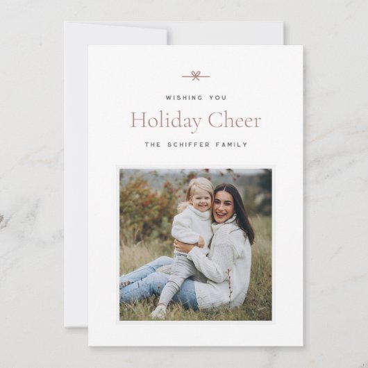 Cartes Pour Fêtes Annuelles Bow moderne | Photo minimale simple (Devant)