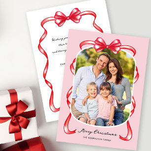 Cartes Pour Fêtes Annuelles Bow moderne Whimsical Curved Photo Noël