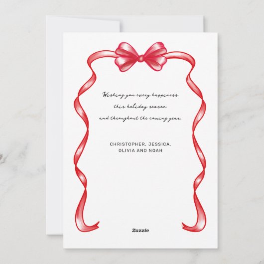 Cartes Pour Fêtes Annuelles Bow moderne Whimsical Curved Photo Noël (Dos)