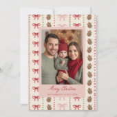 Cartes Pour Fêtes Annuelles Bow Pinecone Motif Photo de Noël (Devant)