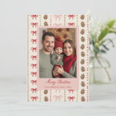 Cartes Pour Fêtes Annuelles Bow Pinecone Motif Photo de Noël (Debout devant)