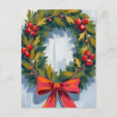 Cartes Pour Fêtes Annuelles Bow rouge couronne de Noël (Devant)