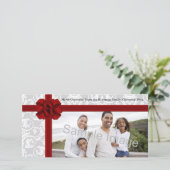 Cartes Pour Fêtes Annuelles Bow Ruban Rouge (Debout devant)