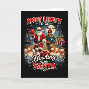 Cartes Pour Fêtes Annuelles Bowling avec le Père Noël