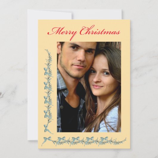 Cartes Pour Fêtes Annuelles Bows and Sprigs - Photo & Christmas message (Devant)