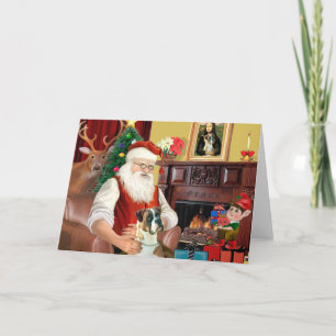 Cartes Pour Fêtes Annuelles Boxer à père Noël (oreilles naturelles)