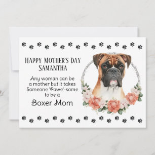 Cartes Pour Fêtes Annuelles Boxer Chien Maman Florals Fête des mères Verse