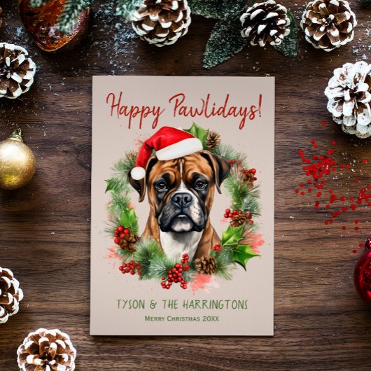 Cartes Pour Fêtes Annuelles Boxer Chien Noël Joyeux Pawlidays Howlidays