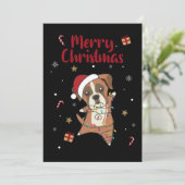 Cartes Pour Fêtes Annuelles Boxer Chien Noël Neige Hiver Animaux Chiens Adulte (Debout devant)