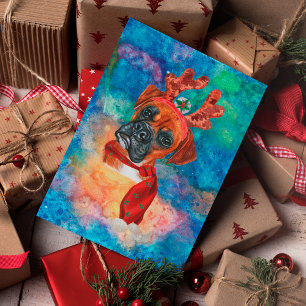 Cartes Pour Fêtes Annuelles Boxer race Chien Noël