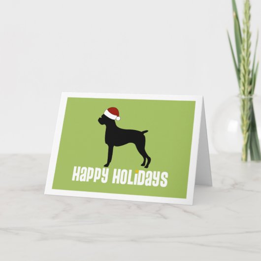 Cartes Pour Fêtes Annuelles Boxer Santa Hat (Devant)
