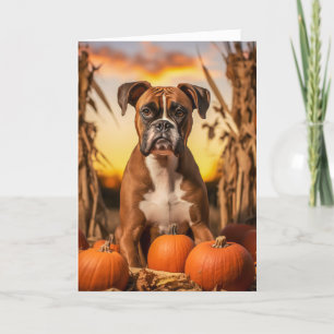 Cartes Pour Fêtes Annuelles Boxer Thanksgiving