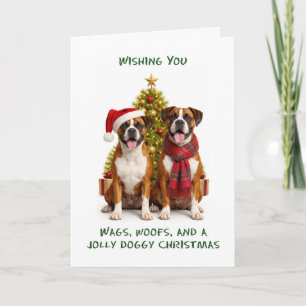 Cartes Pour Fêtes Annuelles Boxers Chiens Noël