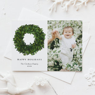 Cartes Pour Fêtes Annuelles Boxwood Peint à la main Wreath Joyeuses vacances P