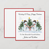 Cartes Pour Fêtes Annuelles Boy Twins First Second Christmas Snowman Card (Devant / Derrière)