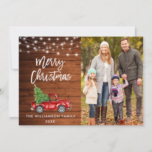 Cartes Pour Fêtes Annuelles Bracelet en bois Script Camion illuminations Noël (Devant)