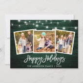 Cartes Pour Fêtes Annuelles Bracelet Script éclaire Rustique Vert Bois 3 Photo (Devant)