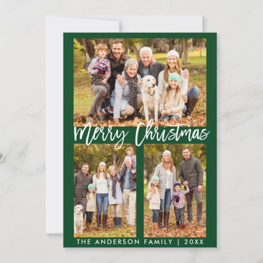 Cartes Pour Fêtes Annuelles Bracelet Script Joyeux Noël Photo Vert (Devant)