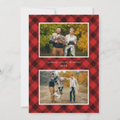 Cartes Pour Fêtes Annuelles Bracelet Script Joyeux Noël Rouge Plaid 3 Photo (Dos)