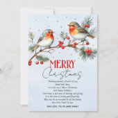 Cartes Pour Fêtes Annuelles Branch with robin birds and berries Christmas (Devant)