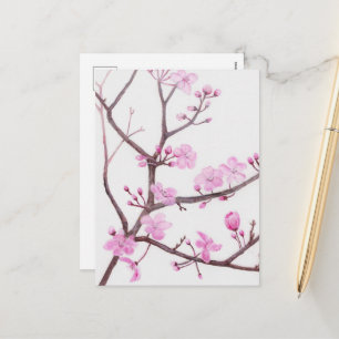 Cartes Pour Fêtes Annuelles Branche arborescente fleurie de fleurs roses au pr
