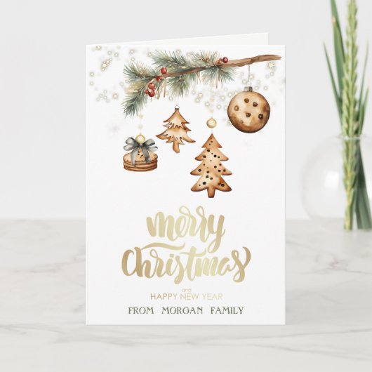 Cartes Pour Fêtes Annuelles Branche d'arbre, Ornements, Étoiles (Devant)