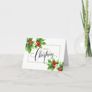 Cartes Pour Fêtes Annuelles Branche de baie de houx de Noël Corporate Greeting