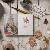 Cartes Pour Fêtes Annuelles Branche de houx cardinal hivernal aquarelle rustiq