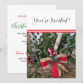 Cartes Pour Fêtes Annuelles Branche de pin evergreen pour rassemblement de fêt (Devant / Derrière)